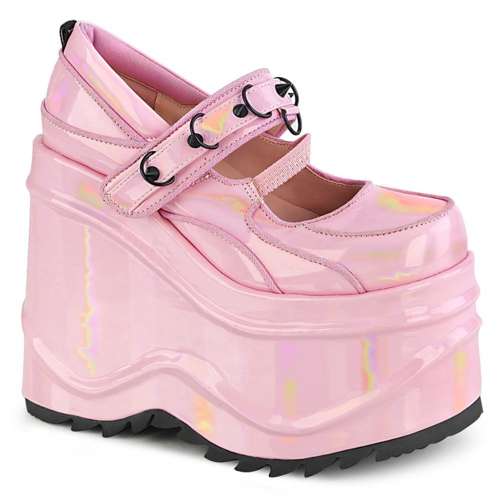 Demonia Baby Pink Wave-48 Mary Jane Platform Shoe